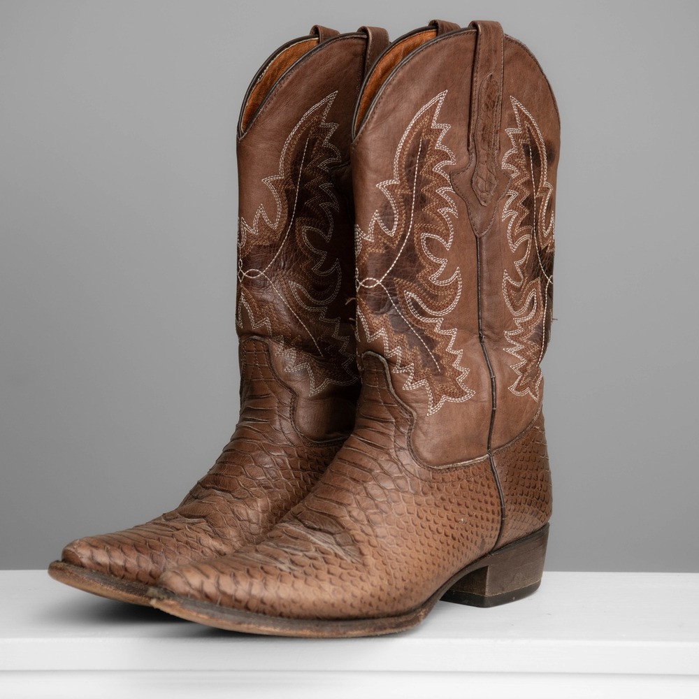 El Presidente Gold Collection Sz 10 Snakeskin Leather Western Cowboy Boots Rodeo